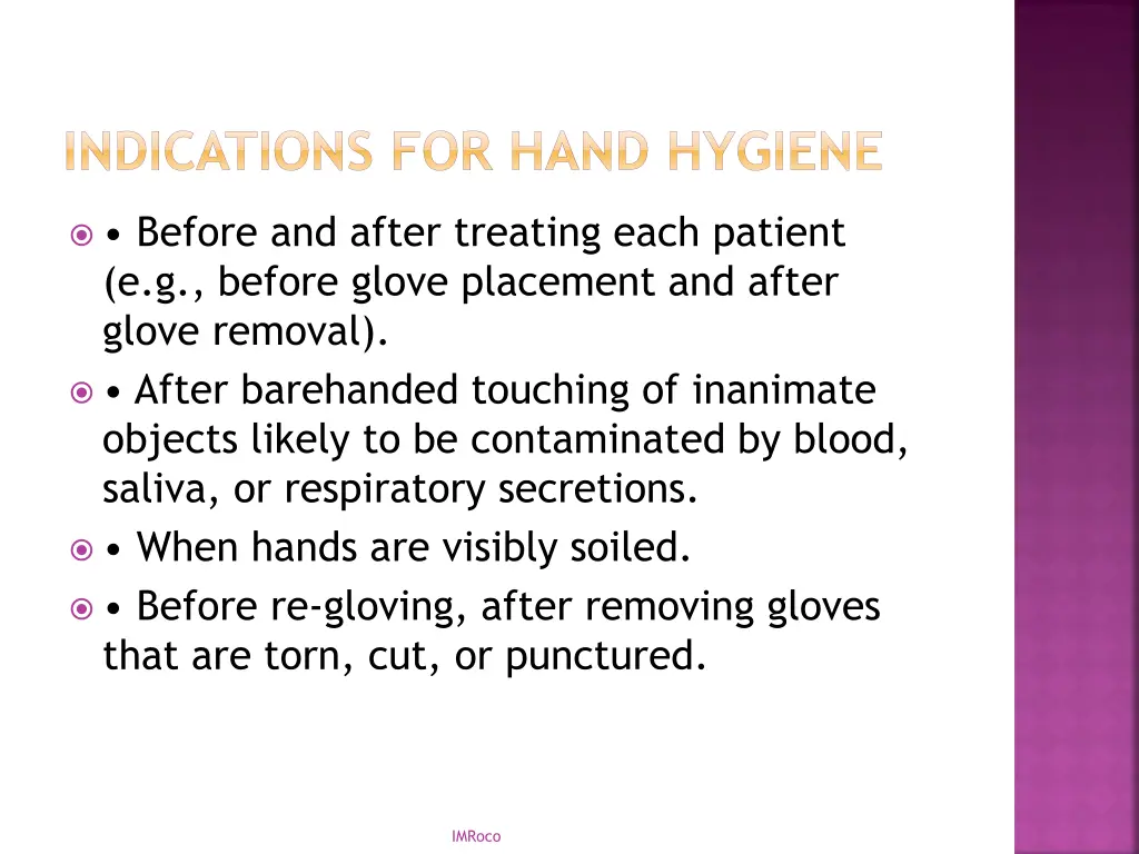 indications for hand hygiene