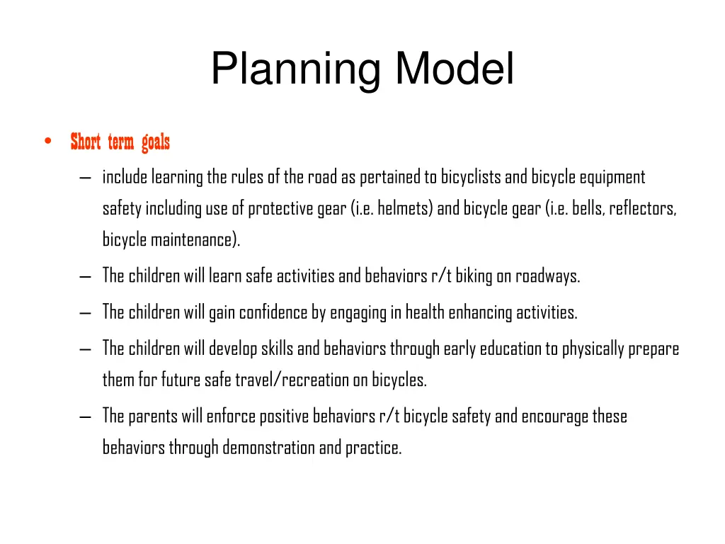 planning model