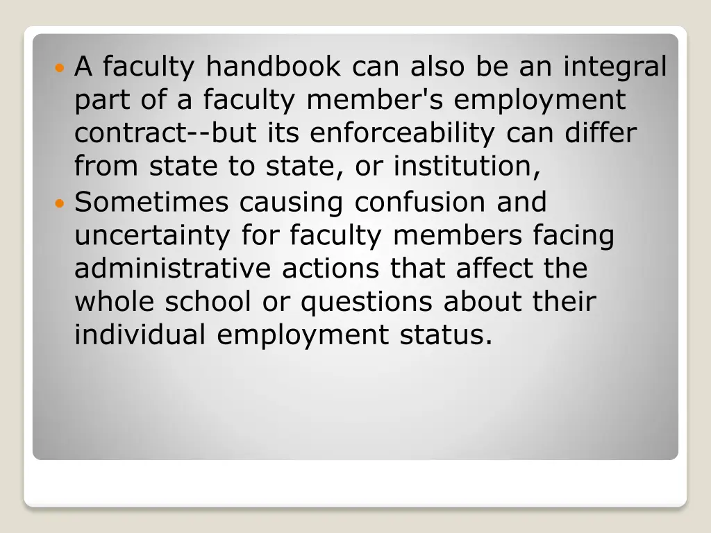 a faculty handbook can also be an integral part