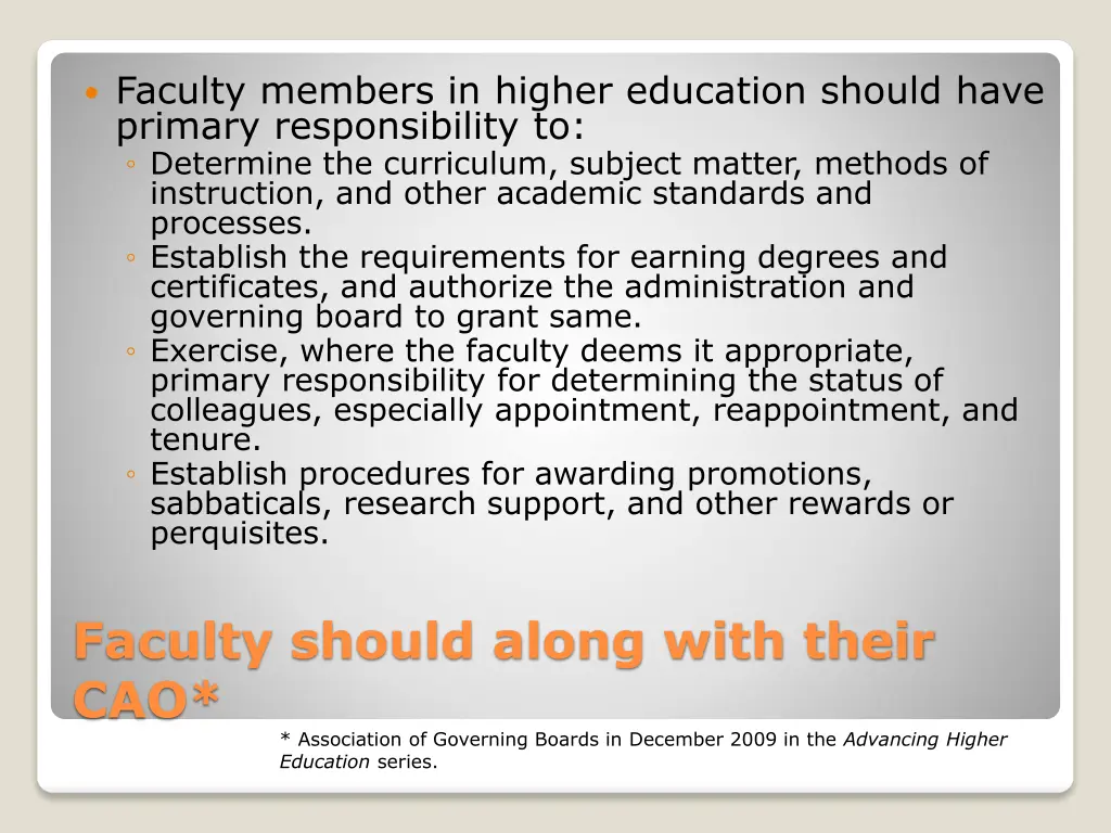 faculty members in higher education should have