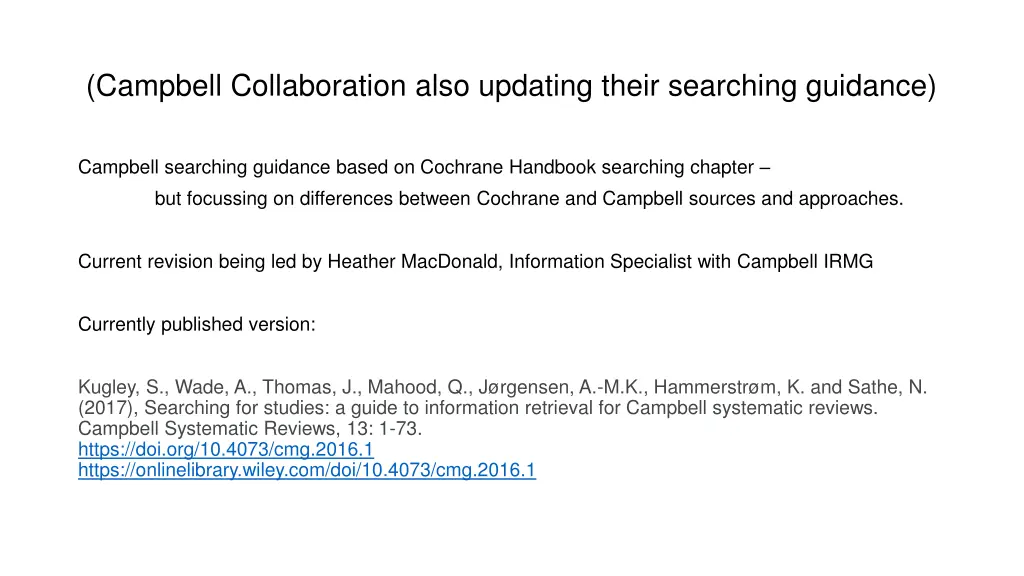 campbell collaboration also updating their