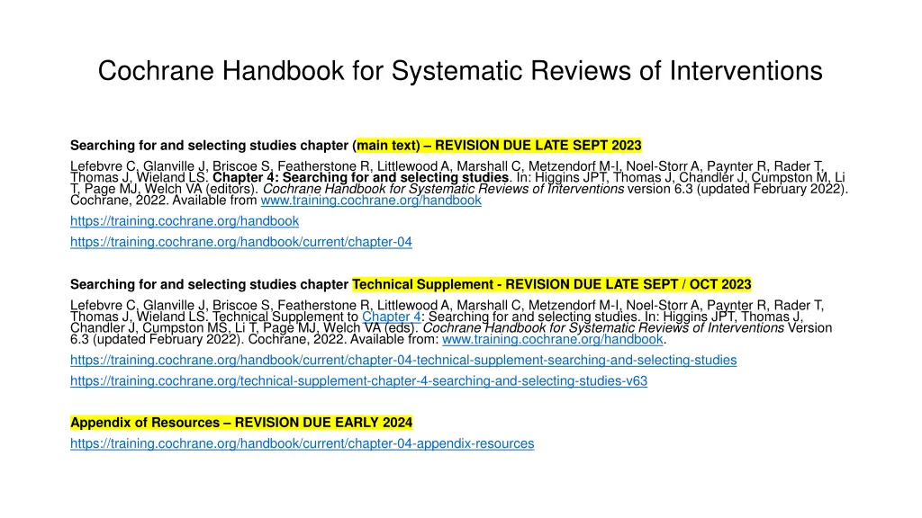 cochrane handbook for systematic reviews