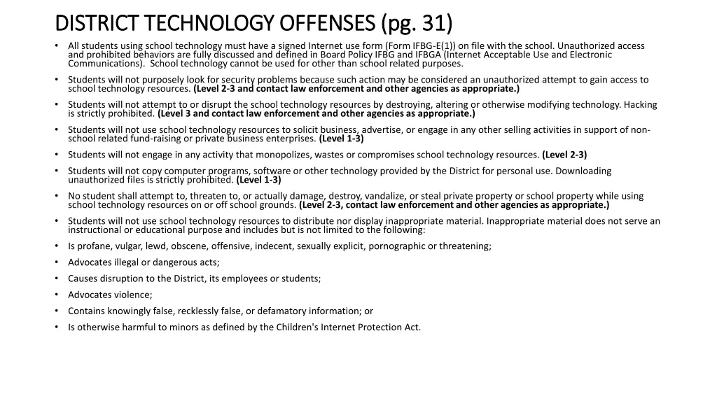 district technology offenses pg 31 district