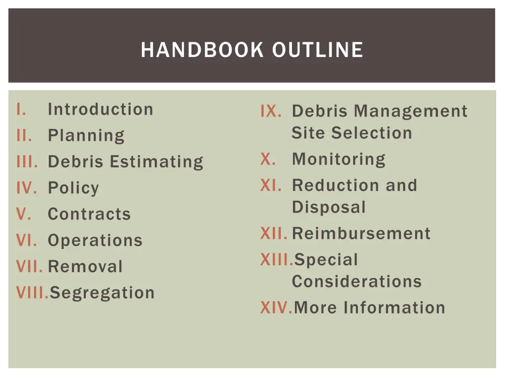 handbook outline