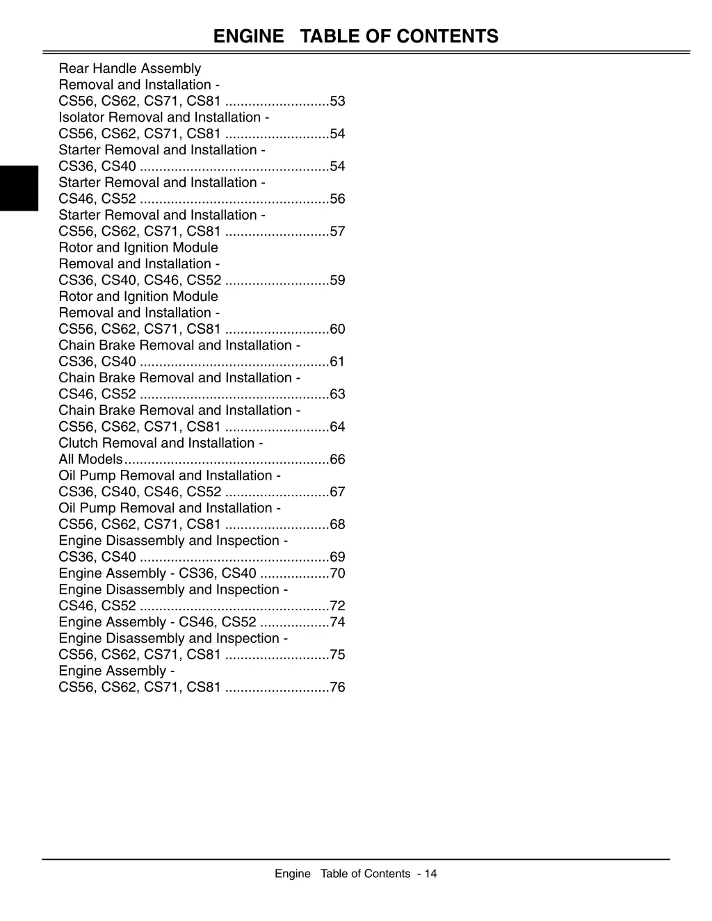 engine table of contents 1