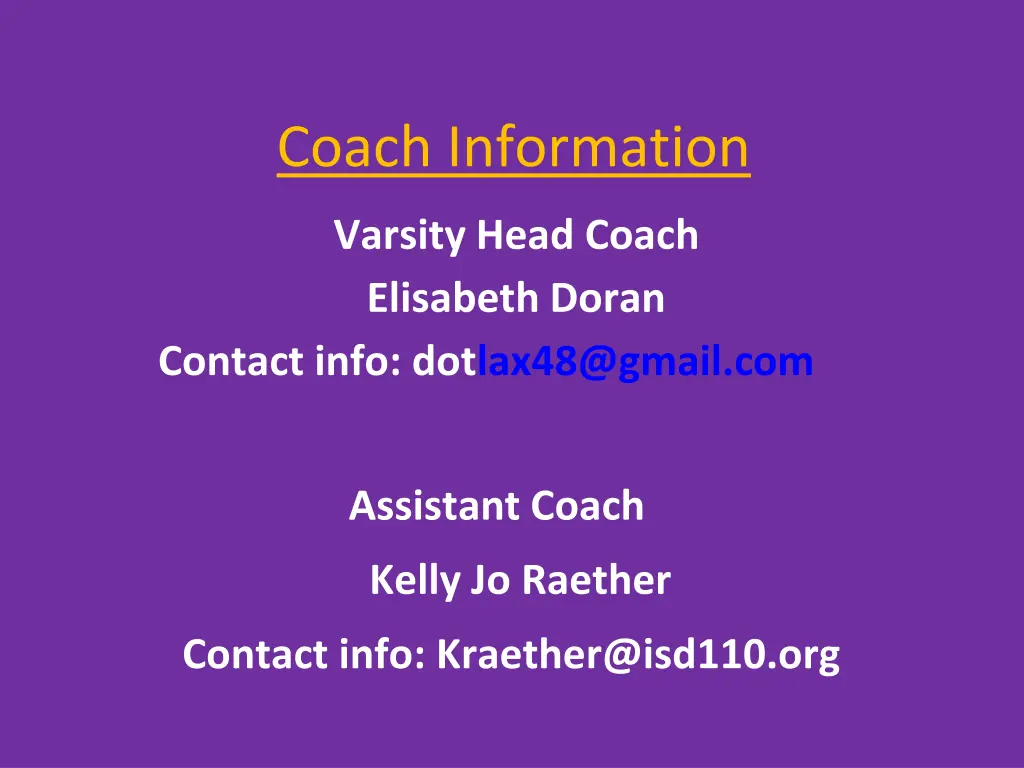 coach information