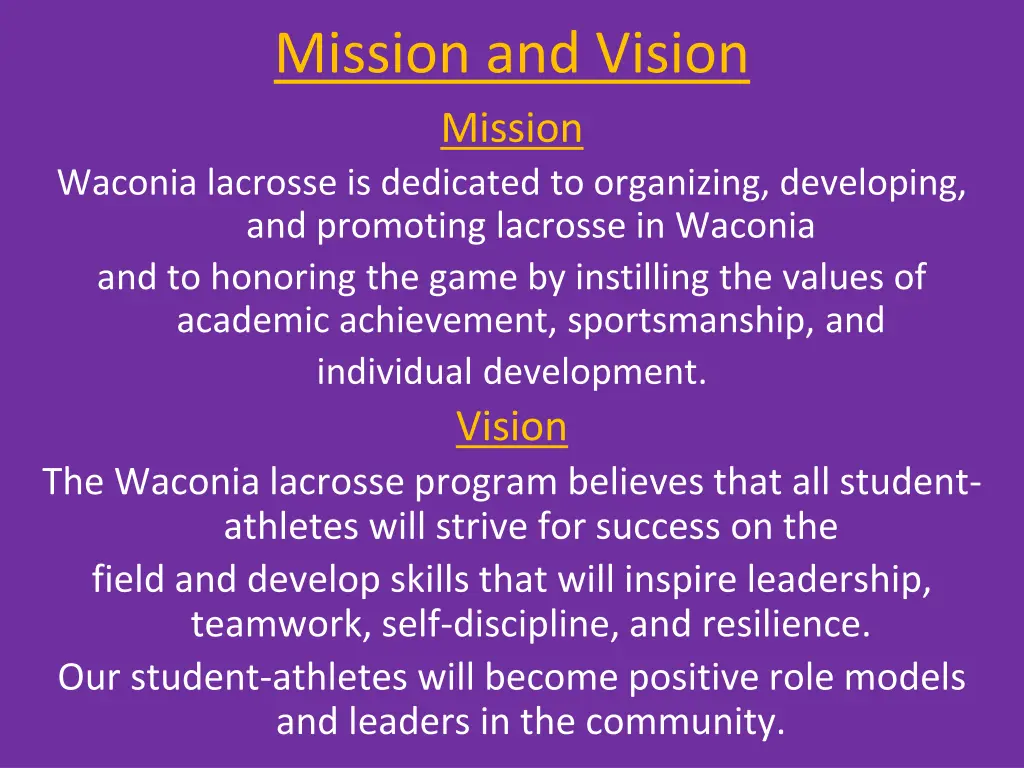 mission and vision mission waconia lacrosse