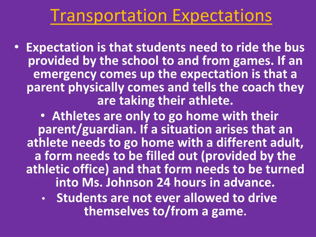 transportation expectations