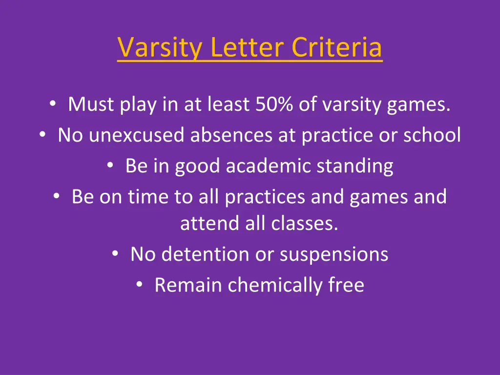 varsity letter criteria