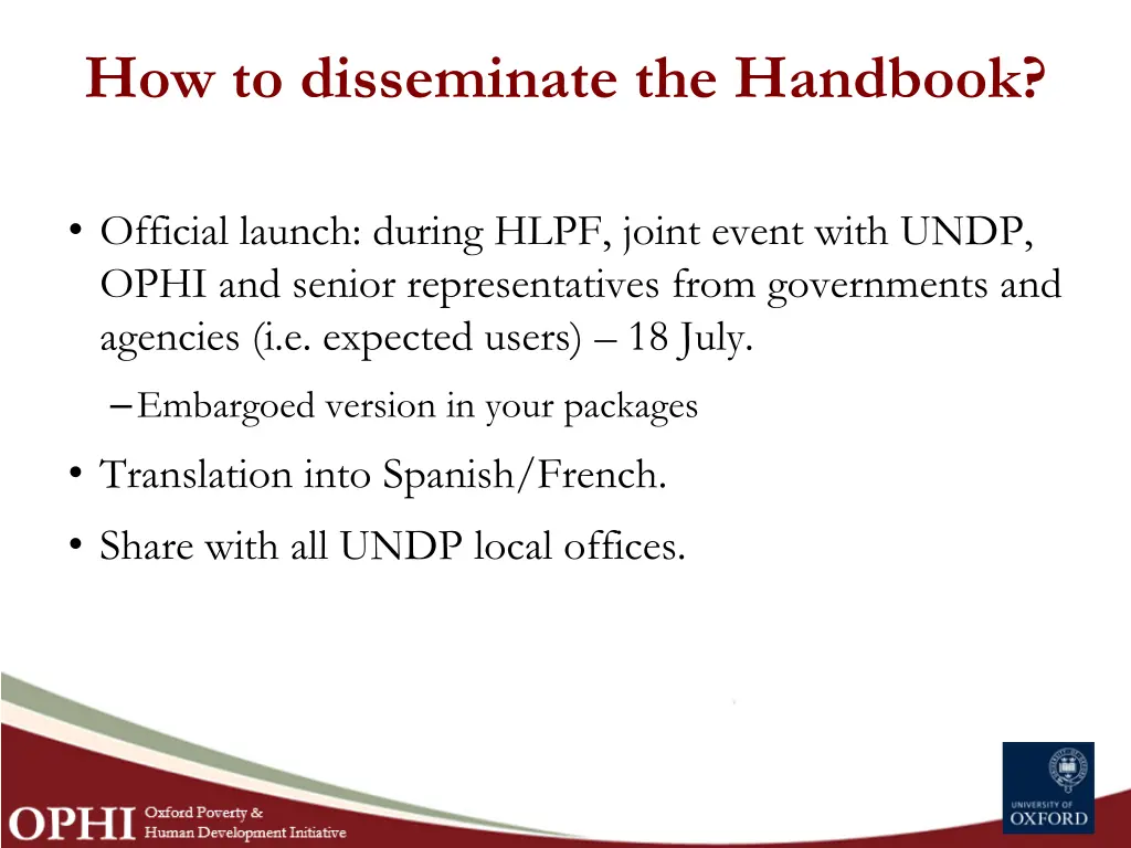 how to disseminate the handbook