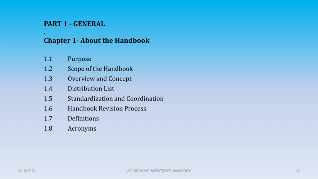 part 1 general chapter 1 about the handbook