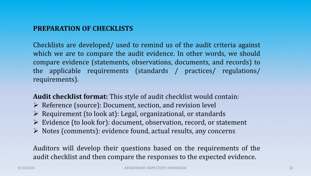 preparation of checklists 1