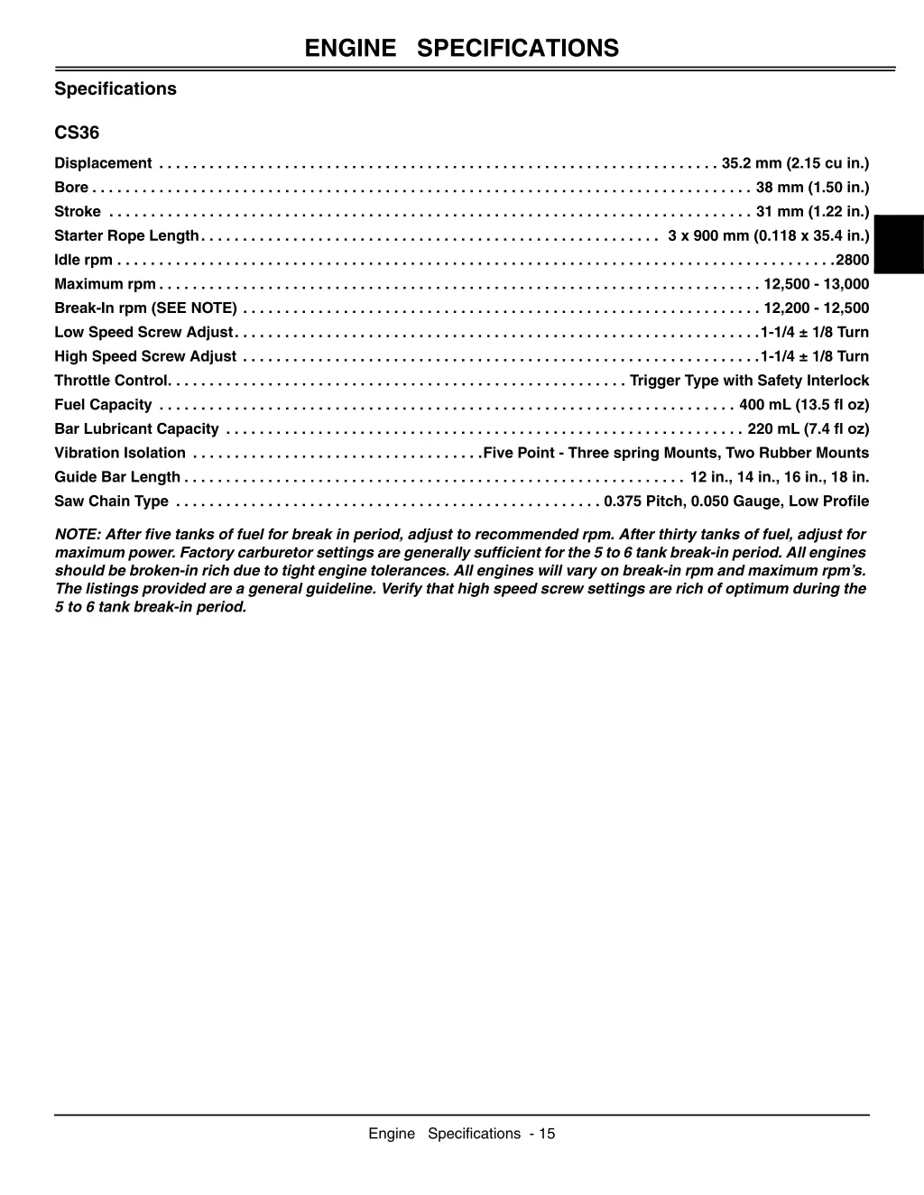 engine specifications