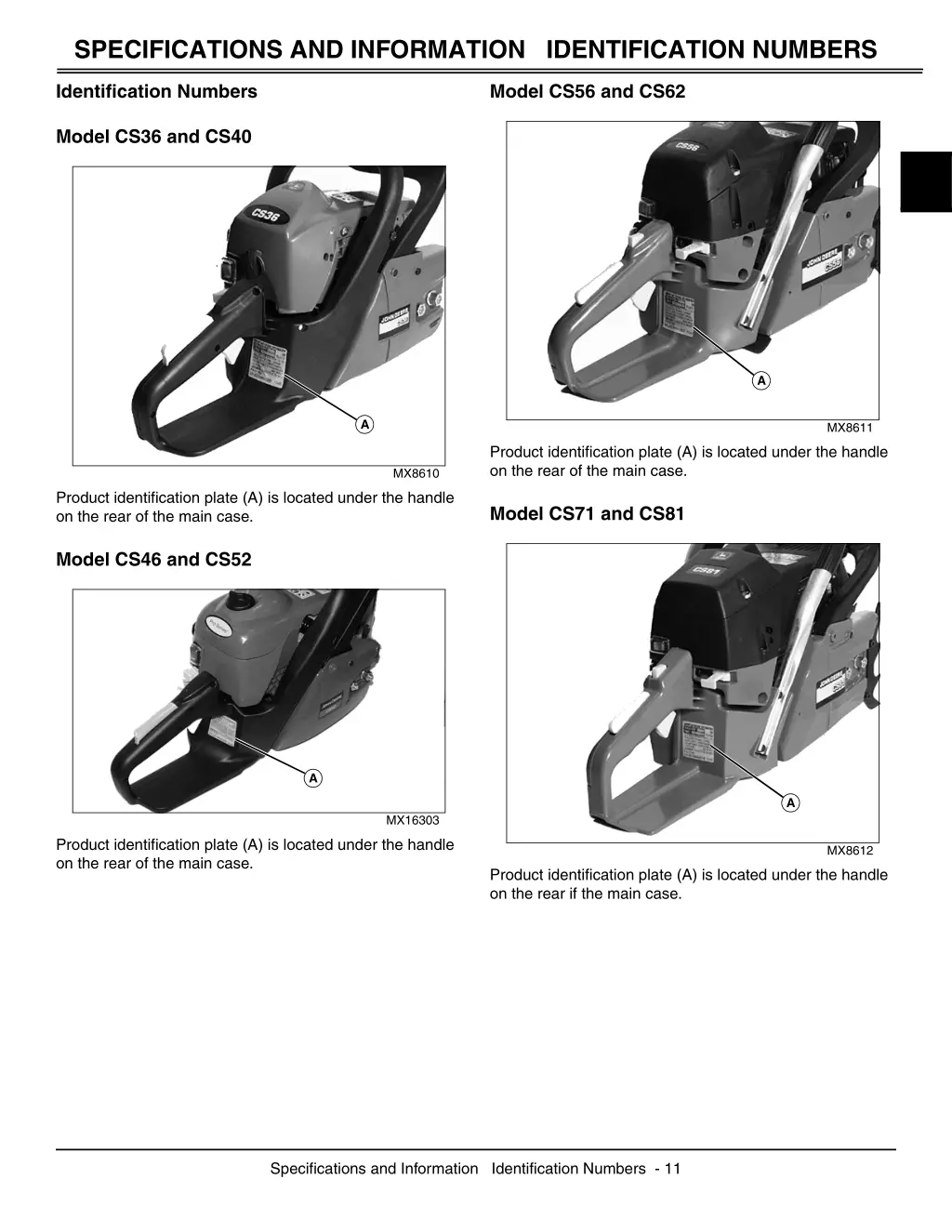 specifications and information identification