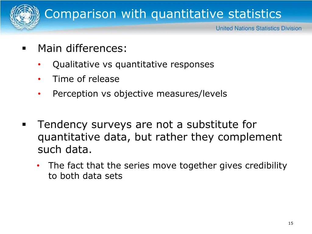 comparison with quantitative statistics