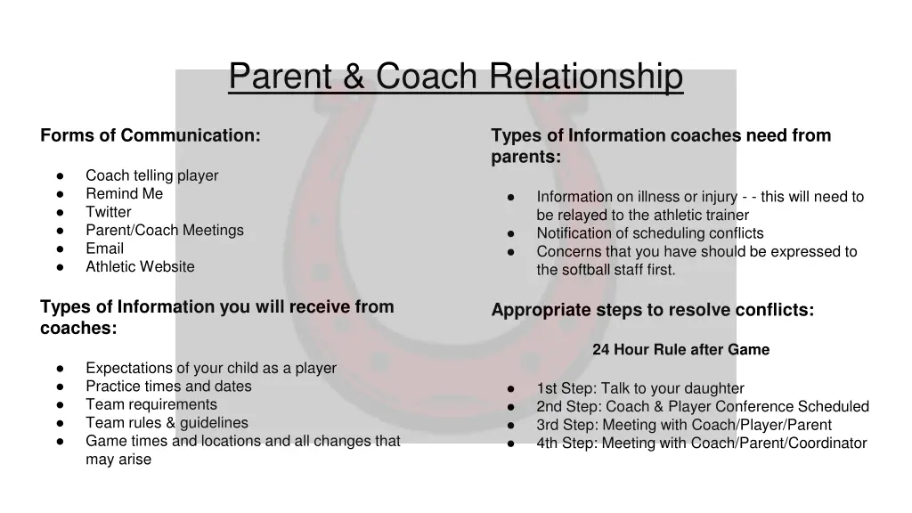 parent coach relationship