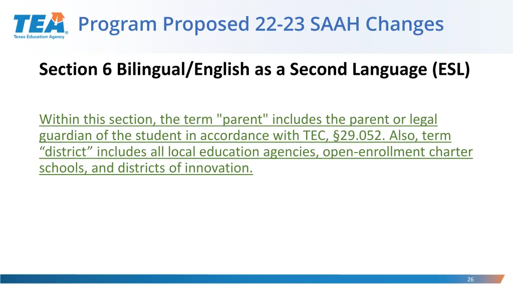 program proposed 22 23 saah changes 13