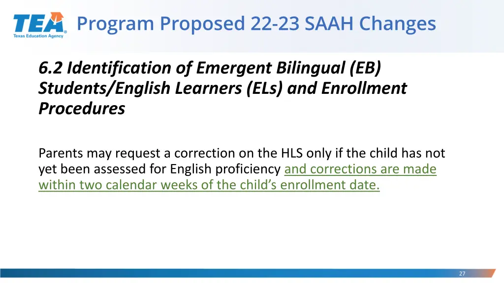 program proposed 22 23 saah changes 14