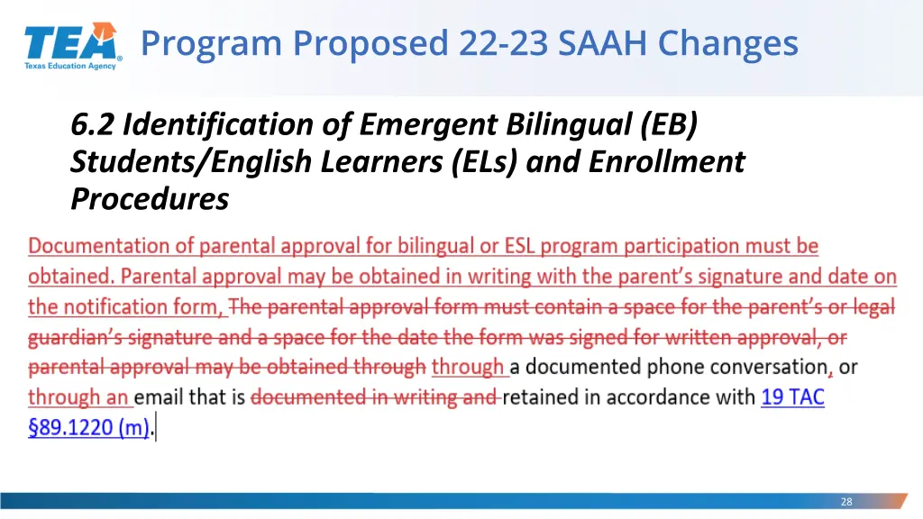 program proposed 22 23 saah changes 15