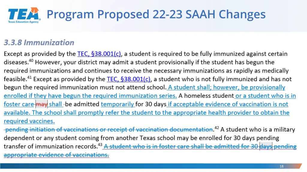 program proposed 22 23 saah changes 2