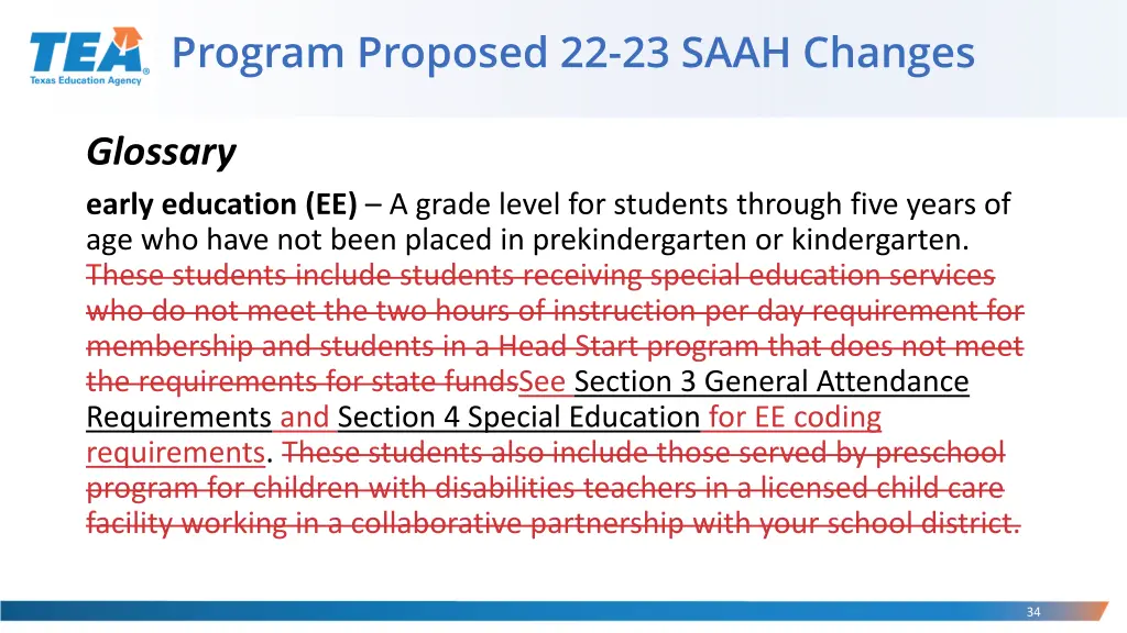 program proposed 22 23 saah changes 22