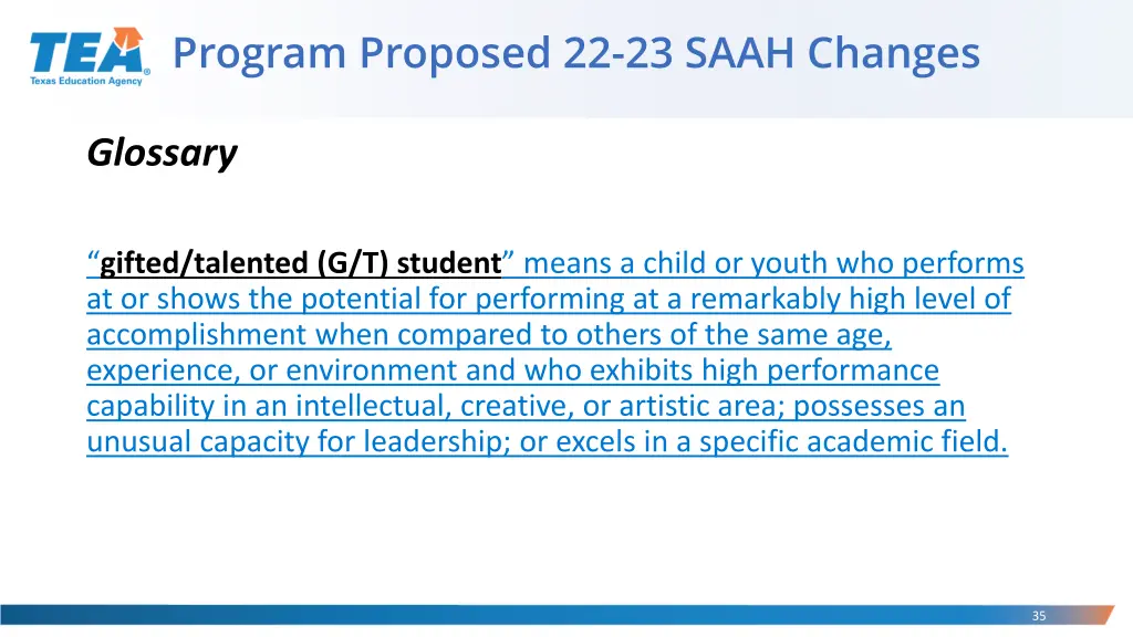 program proposed 22 23 saah changes 23