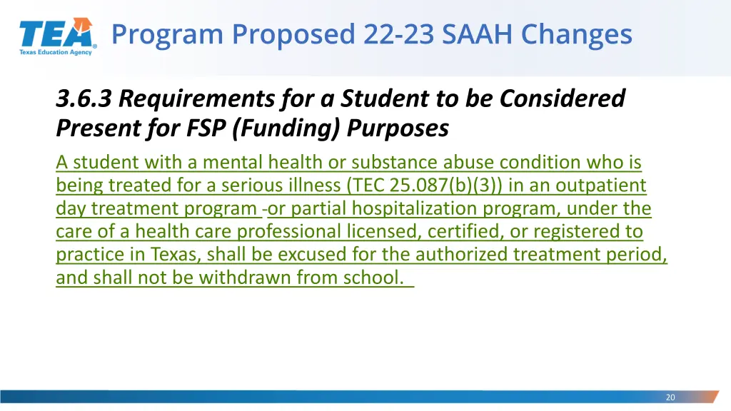 program proposed 22 23 saah changes 4