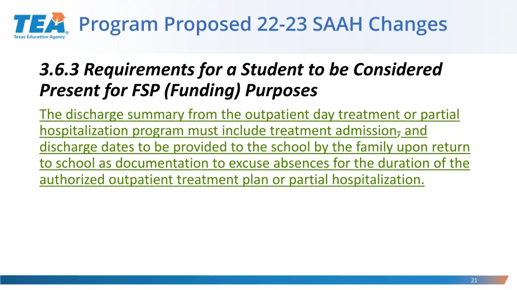 program proposed 22 23 saah changes 6