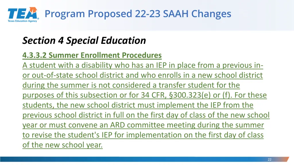 program proposed 22 23 saah changes 76