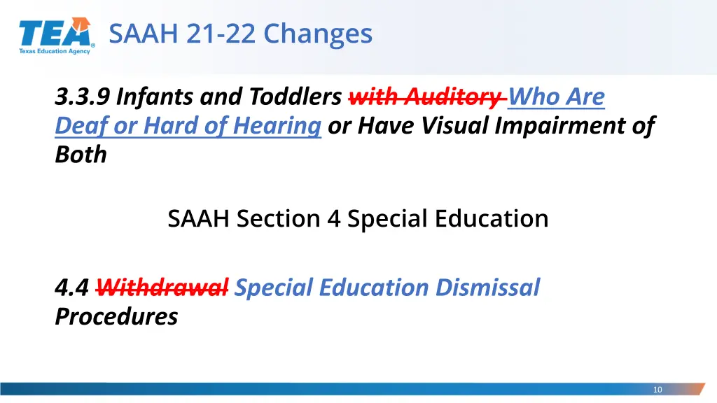 saah 21 22 changes