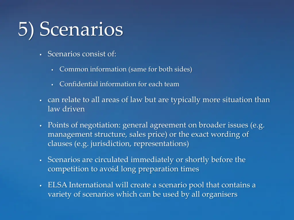 5 scenarios