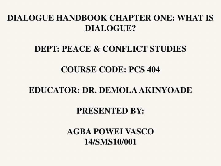 dialogue handbook chapter one what is dialogue