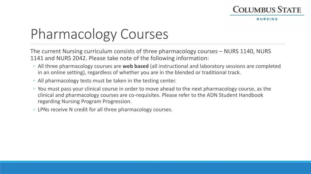 pharmacology courses