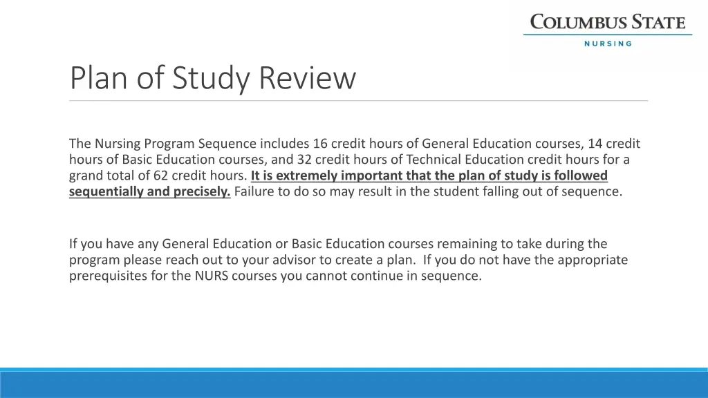 plan of study review