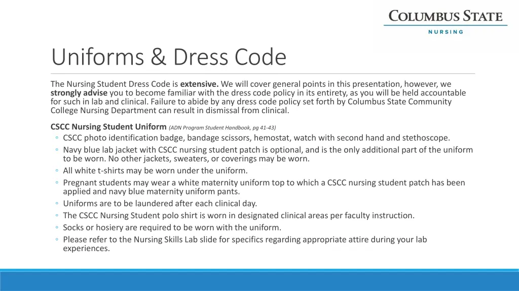 uniforms dress code