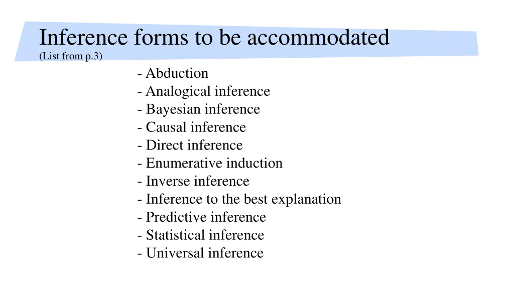 inference forms to be accommodated list from