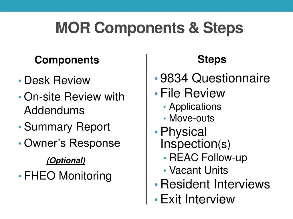 mor components steps