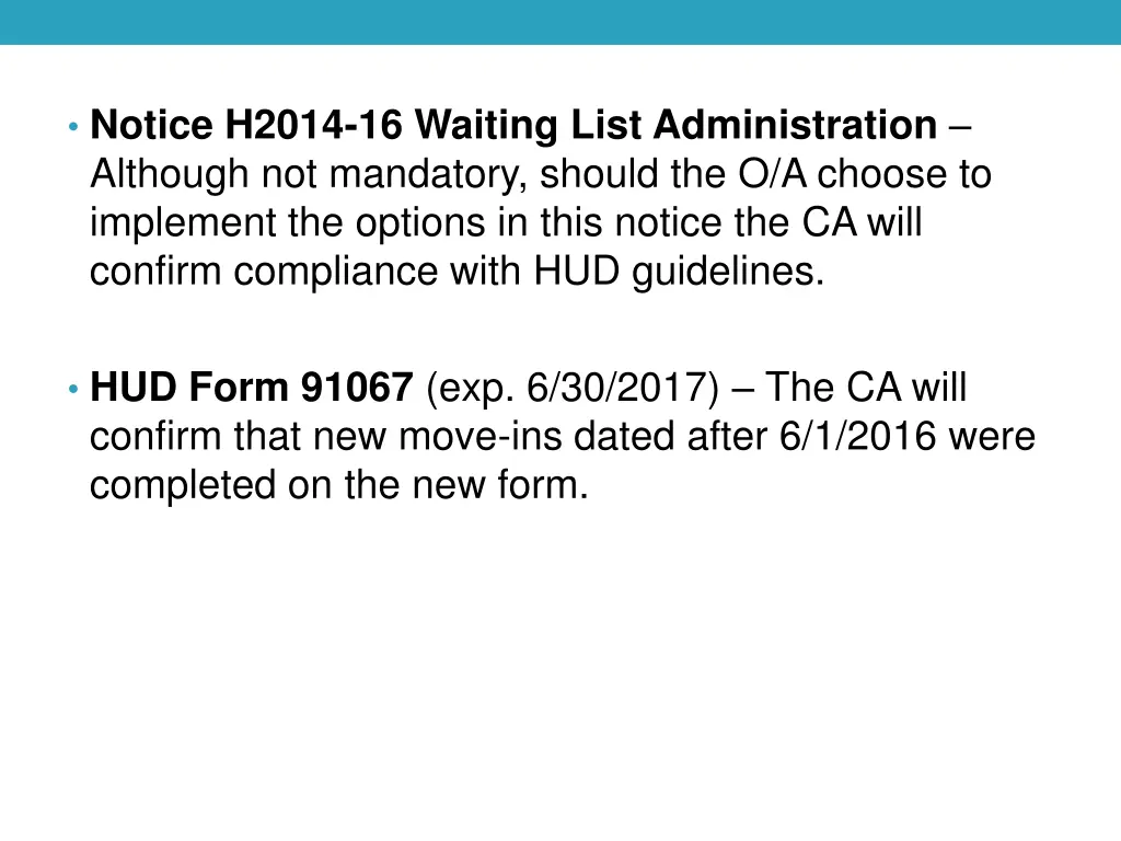 notice h2014 16 waiting list administration