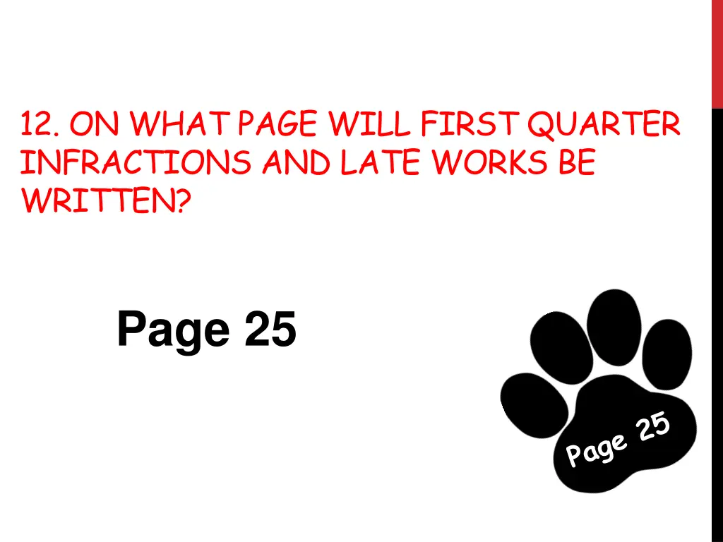 12 on what page will first quarter infractions