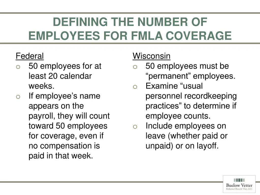 defining the number of employees for fmla coverage