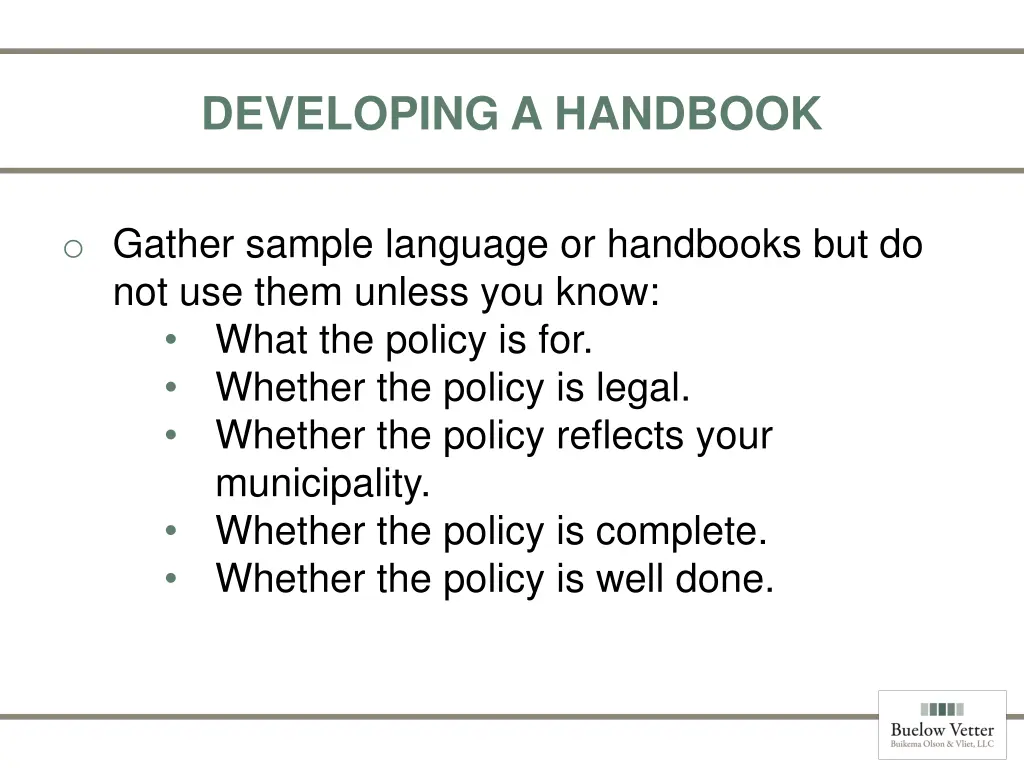 developing a handbook