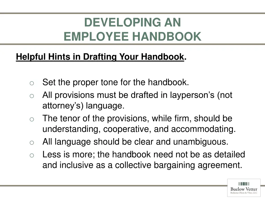 developing an employee handbook 7