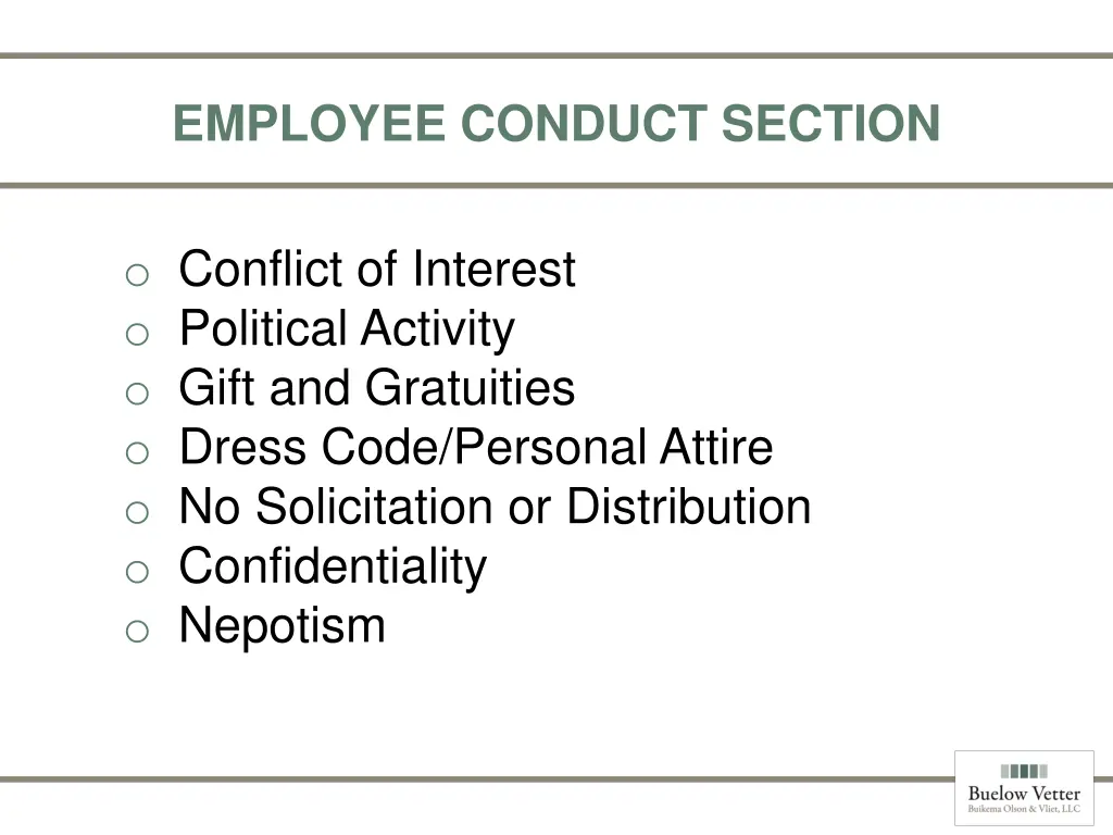 employee conduct section