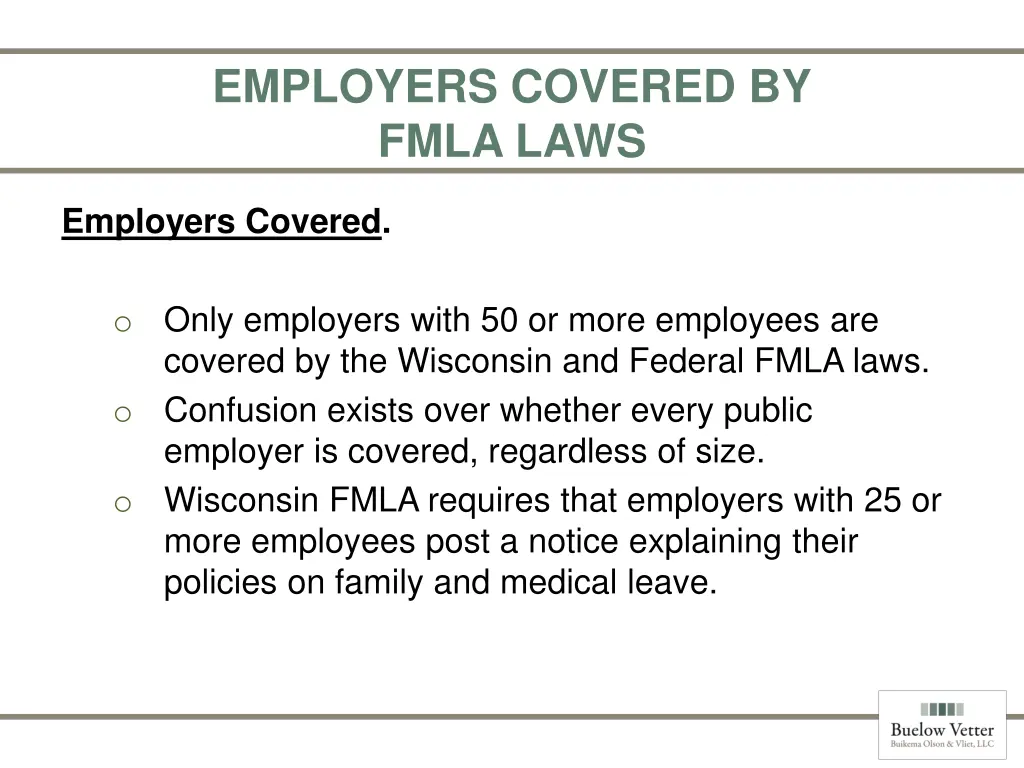 employers covered by fmla laws