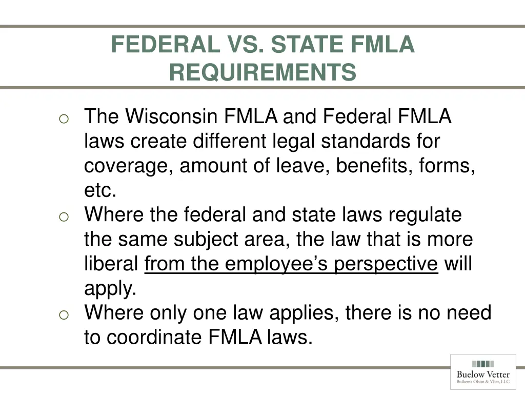 federal vs state fmla requirements