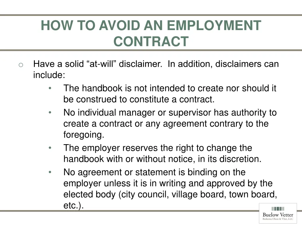 how to avoid an employment contract