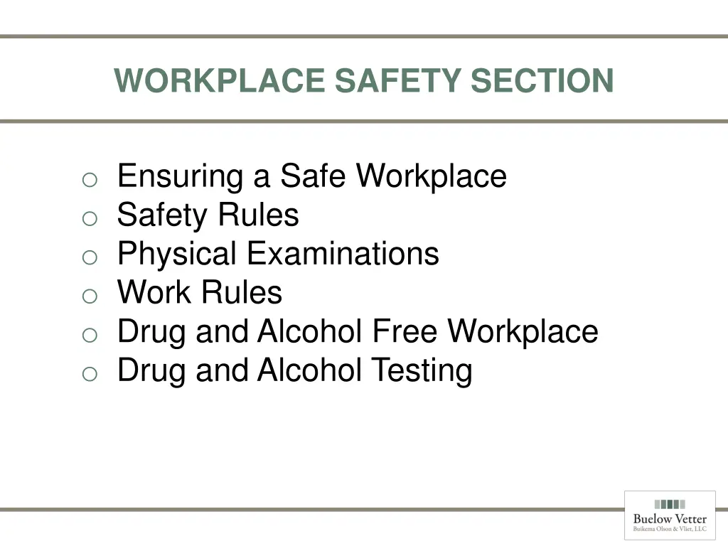 workplace safety section