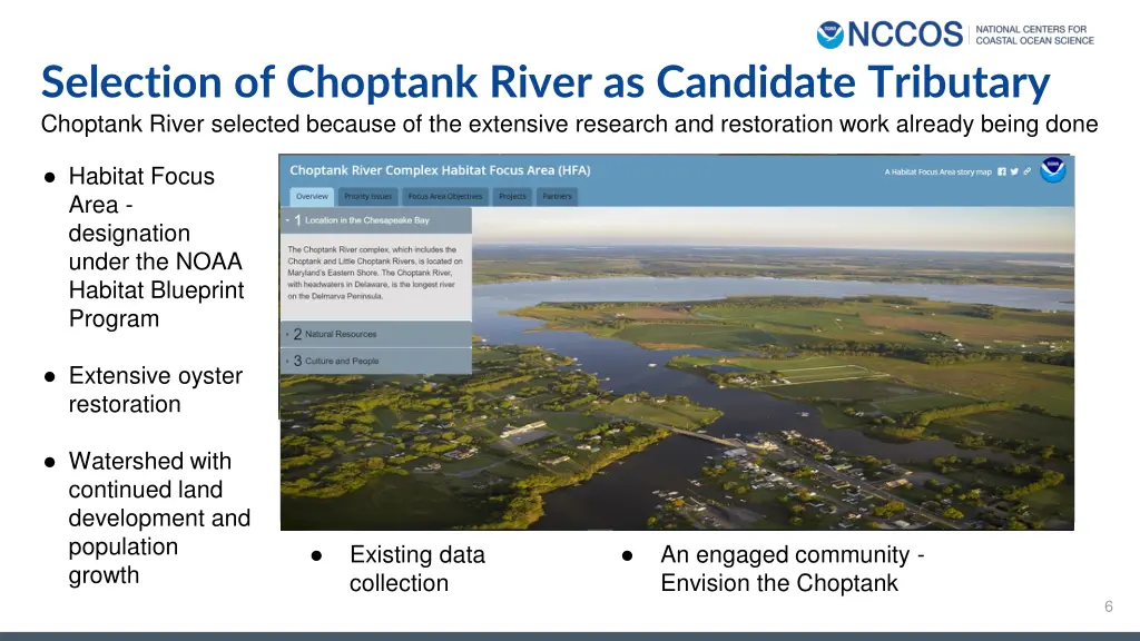 selection of choptank river as candidate