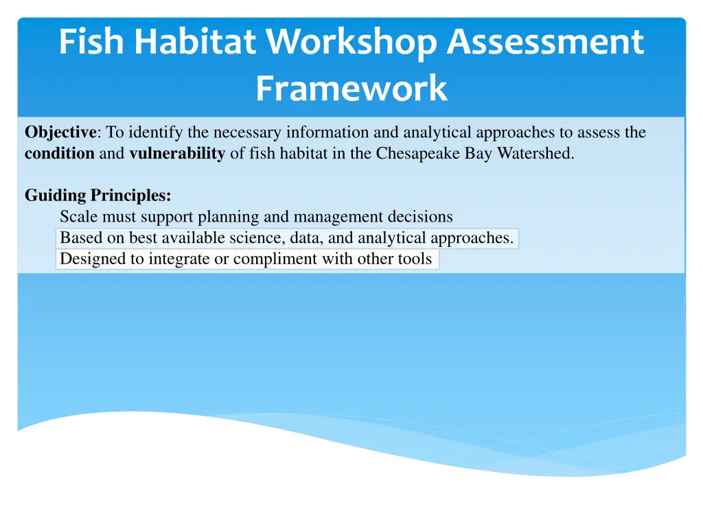 fish habitat workshop assessment framework 1