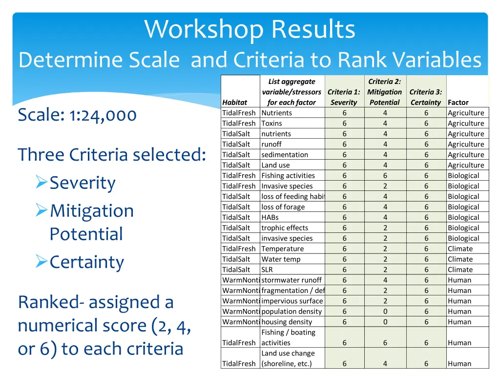 workshop results